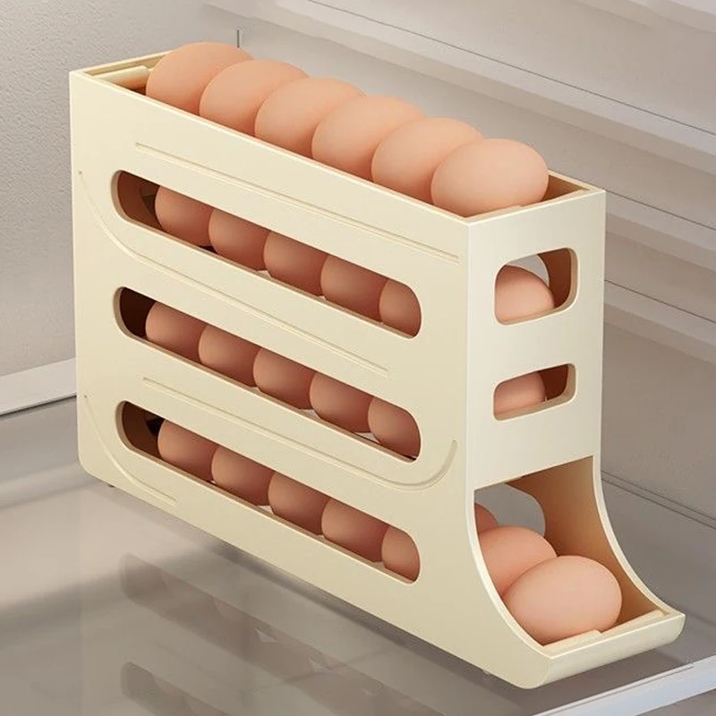 

Refrigerator Egg Storage Box, 4-layer Egg Rack Dispenser, Kitchen Egg Automatic Mobile Storage Box, Refrigerator Can Hold Eggs