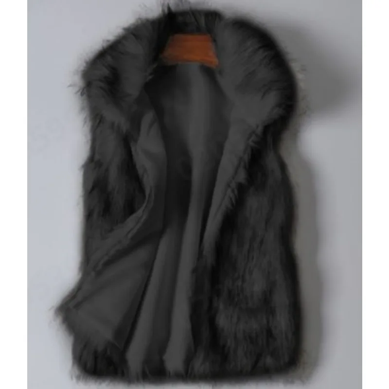 Women's Clothing Autumn Winter New Waistcoat Faux Fur Vest Mid-length Stand-up Collar Artificial Fur Coat Sleeveless Jacket