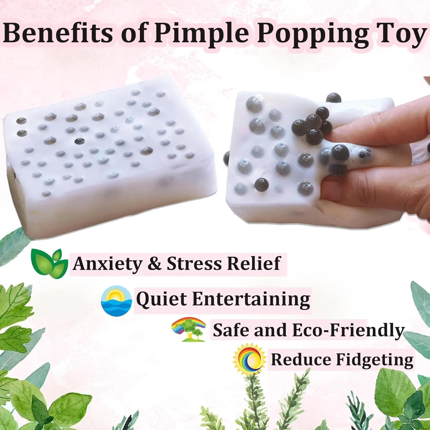 スクエア型の肌を引っ掻くようなスクイーズフィジェットトイ、ニキビを潰すような感覚玩具でストレス解消、不安解消、大人向けのニキビを潰すようなスクイーズ玩具
