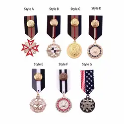 Striped Fabric Badge Medal Costume Accessory Statement Unique Gift Brooch Pin Corsage for Uniform Bag Coat Boys Girls Women Men