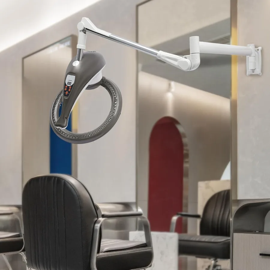 Hair Treatment Machine 950W Wall Mount Orbiting Rotating Hair Processor for Salon Spa Family Time Adjustable Grey