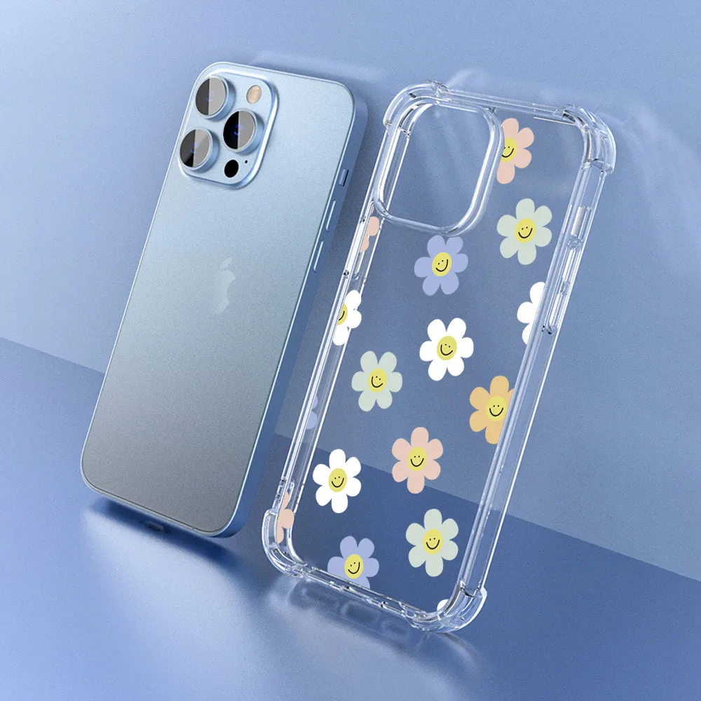 Smiling Flowers White Clouds Phone Case For Xiaomi Mi 8 9 10 10T 11 11T 12 12T 13 Lite Pro 12S Ultra Soft Clear TPU Back Cover image 6