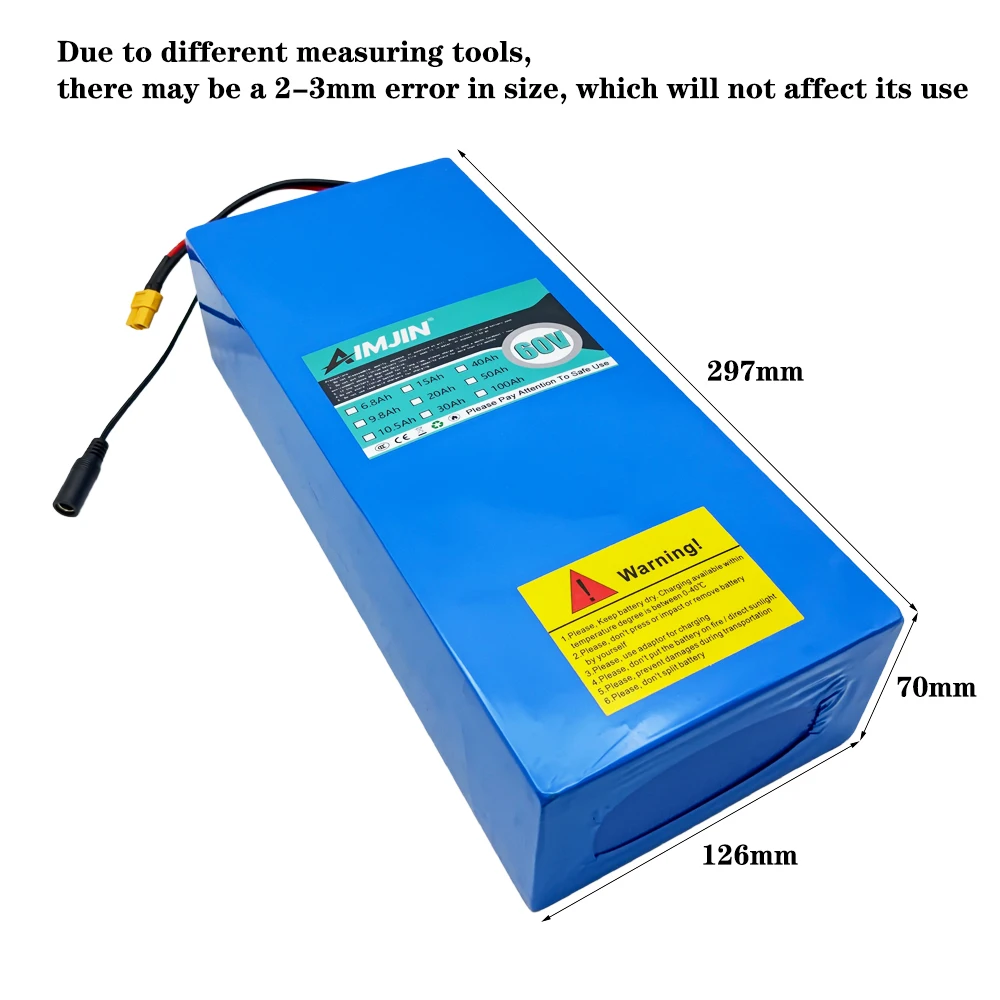 60V 16S6P  lithium-ion battery pack 20000mAh battery pack 2500W high-power lithium battery with built-in BMS