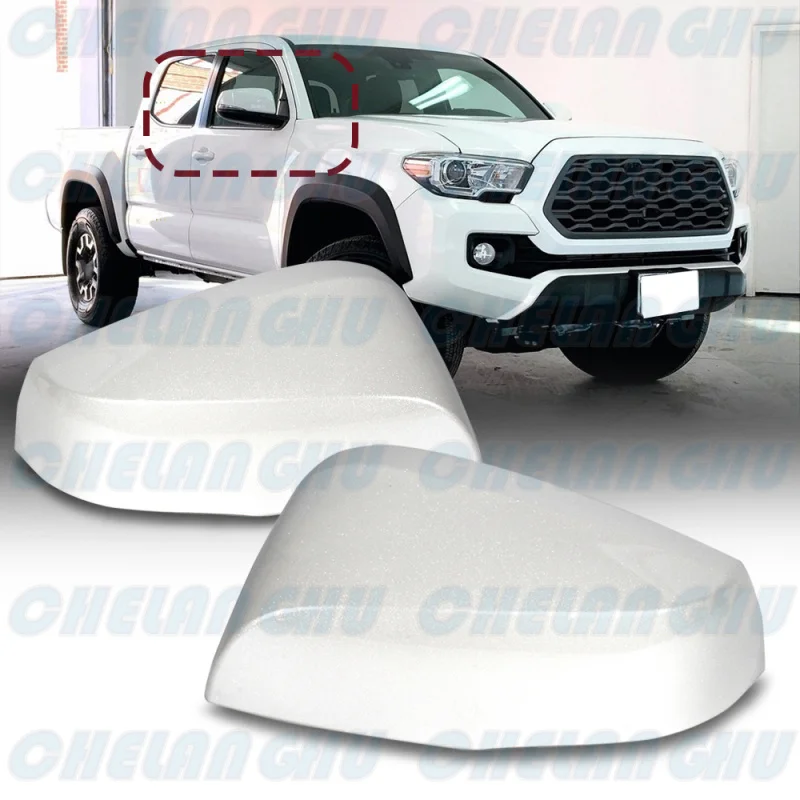 

For Toyota Tacoma 2016 2017 2018 2019 2020 2021 US Version Pair Left+Right Side Pearl White Painted Mirror Housing Cover Cap