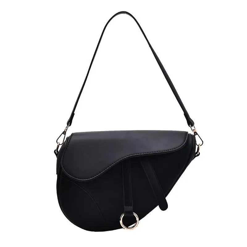 2022 New Women\'s Bag Leisure Saddle Bag Pu Solid Color Diagonal Bag Fashion Easy Matching Lady Handbags