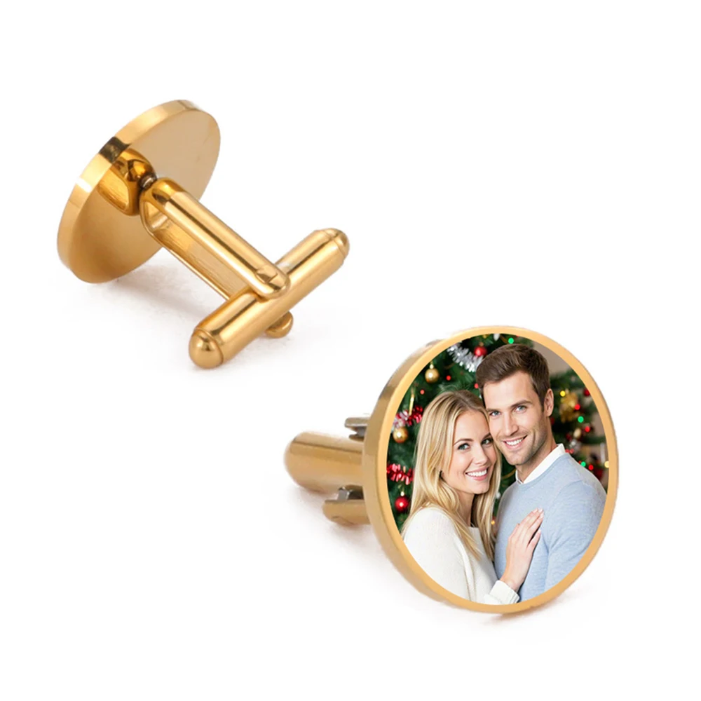 

My Shape Custom Photo Cufflinks for Men Commemoration Day Husband Gifts Personalized Pictures Cuff Links Stainless Steel Jewelry