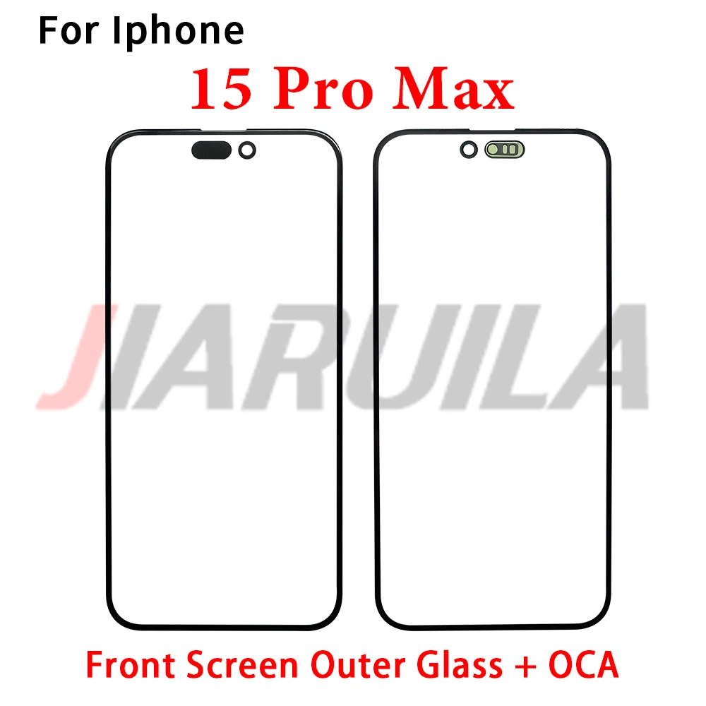 شاشة جديدة من الزجاج الخارجي الأمامي + OCA لهاتف iPhone 16 Pro Max 15 Plus 7 8 قطع غيار غطاء لوحة اللمس للشاشة #3