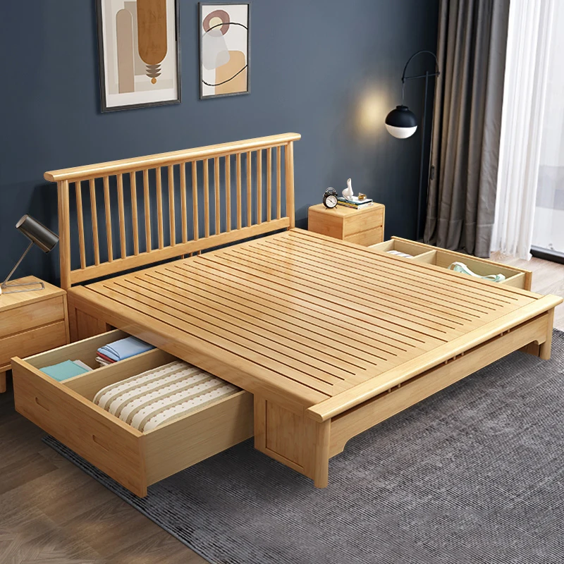 Children Modern Beauty Beds Wood Storage Adults Living Room Nordic Beds Minimalist Cheap Camas Dormitorio Furnitures For Bedroom