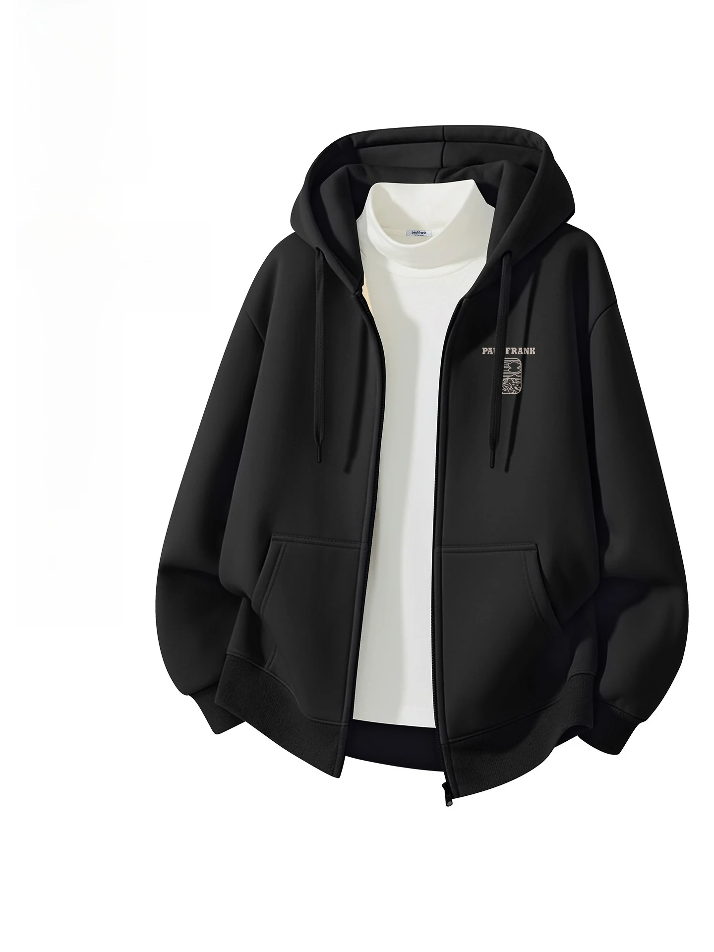 

Heavyweight Hoodie Men's Winter Bla Fce Lined Thiened Cardigan Jaet Trendy Spor Sle Zipper Design