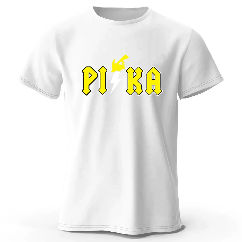 Summer PIKA Print Retro Techno Rave DJ Producer Vintage T-shirt Cotton Anime Blank Men's T-shirt Casual Fashion