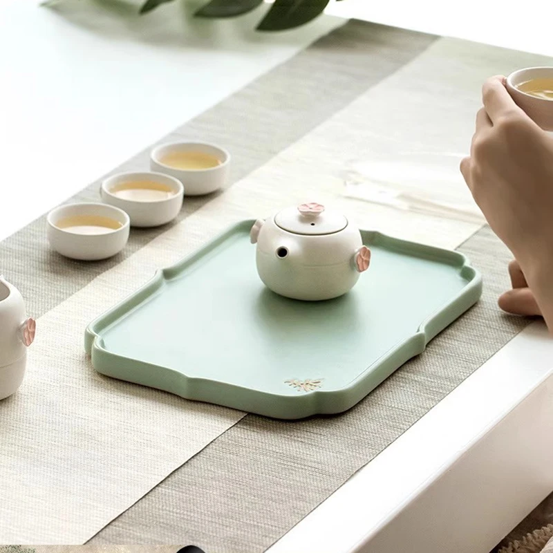 

Rectangle Small Tea Tray Living Room Wood Plates For Food Rolling Tea Tray Dishes Hospitality Dining Bar Bambu Home Products