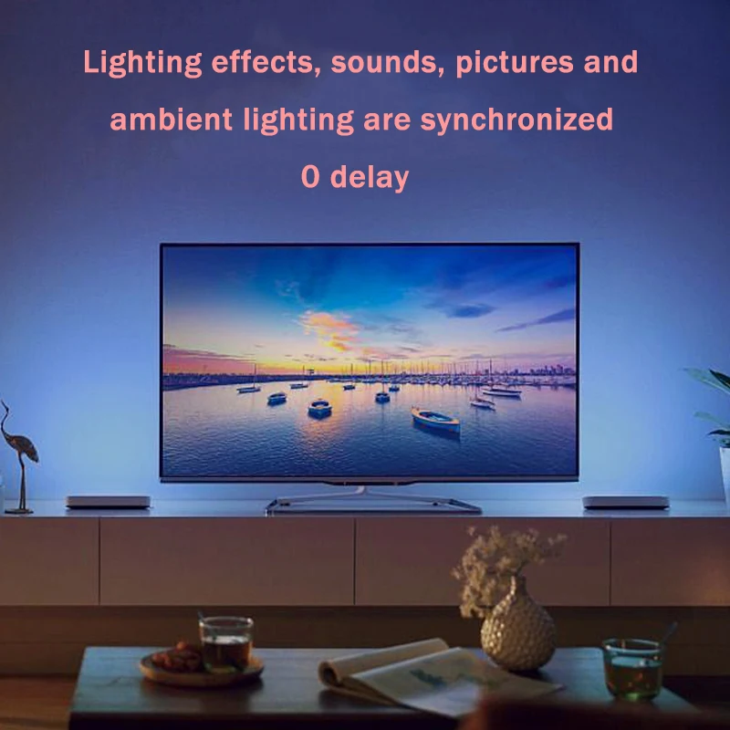 Tira de luces LED RGB para retroiluminación de TV, lámpara ambiental de sincronización de música con pantalla HDMI 5050, cinta de diodo de 5V para