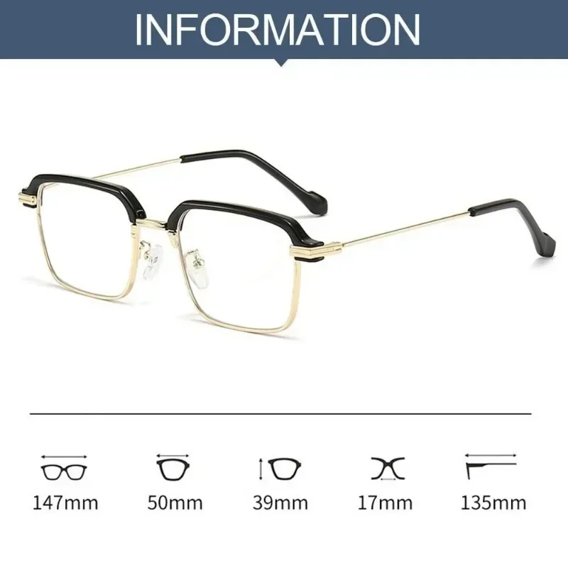 Color Changing Anti Blue Light Eyewear Trendy Men Half Frame Photochromic Reading Glasses High Definition Clear Lens Glasses