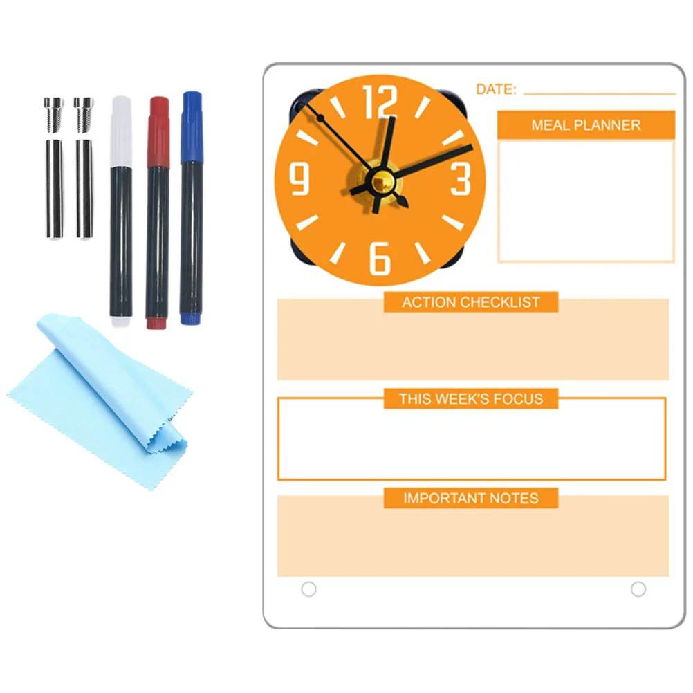1 مجموعة الاكريليك الدائمة مذكرة المجلس سطح المكتب الجاف محو السبورة ساعة متعددة الوظائف مكتب الكتابة التخطيط المجلس #4