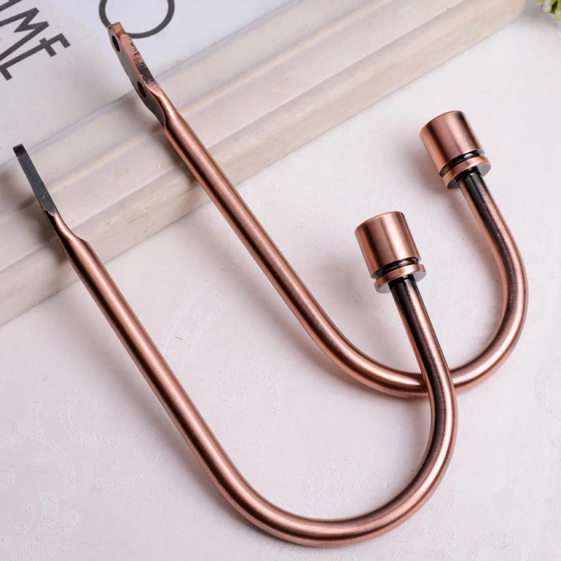 Metal Curtain Tie Back Hold Backs U-shaped Curtain Wall Hook Black Silver Gold Holders With 2 Screws Curtain Hanging 2pc/lot