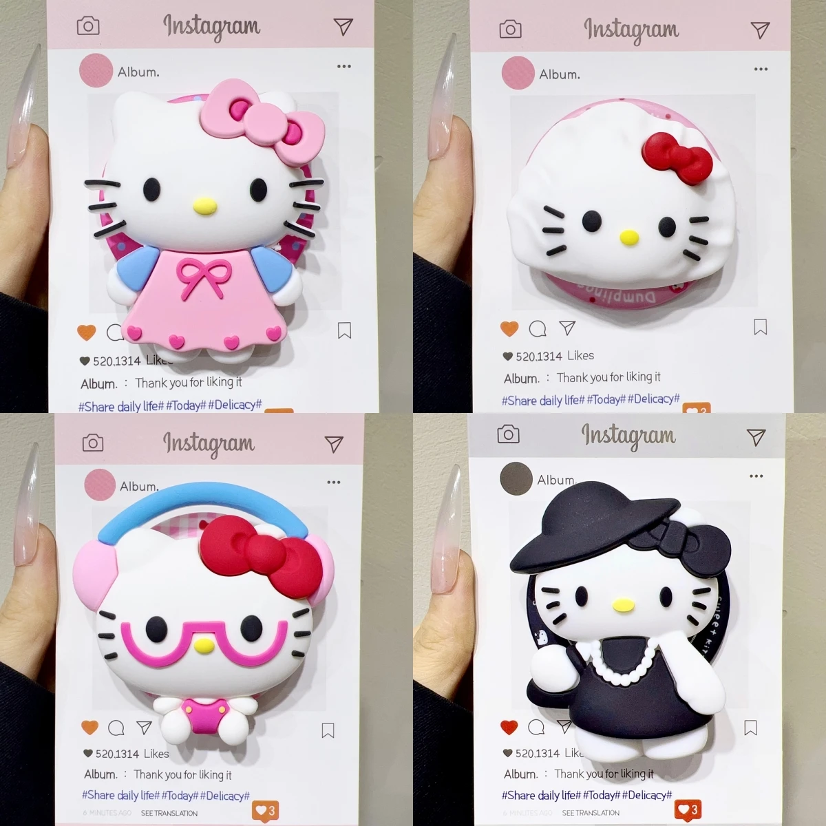 

Милый мультяшный магнитный держатель Sanrio Hello Kitty Grip Tok, подставка для телефона, держатель для iPhone, Samsung, Magsafe, Smart Tok