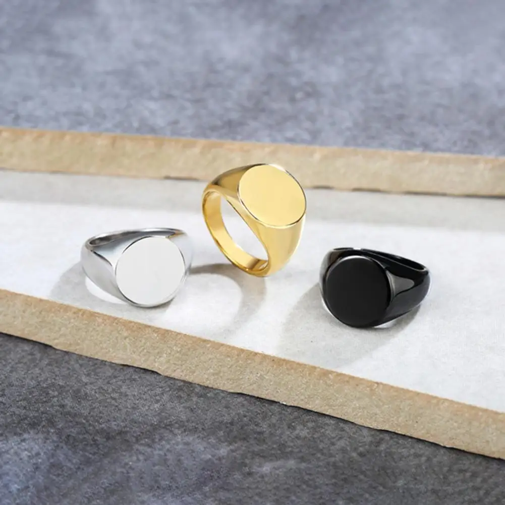 Anti-rust Ring Retro Ring Titanium Steel Jewelry Polished Round Surface Finger Band Simple Style Lightweight Anti-rust