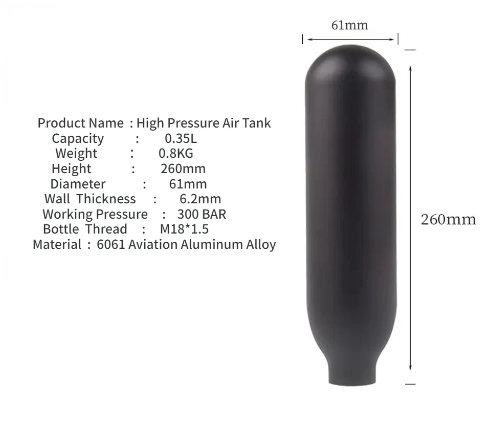 Hpa scuba 0.22L/0.35L/0.42L cilindro de gás 300bar 4500psi tanque de ar co2 garrafa de água de soda para estação equipamento d