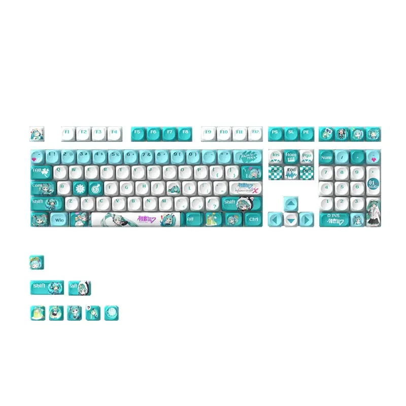 Cartoon cute Hatsune Miku peripheral personality  Anime theme keycap PBT sublimation MOA highly adaptable mechanical keyboard