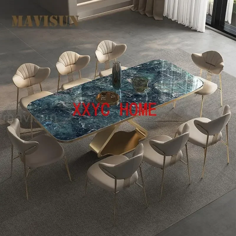 Creative Dining With Beautiful Textured Glossy Desktop High-End Furniture For Kitchen Luxury Rectangle