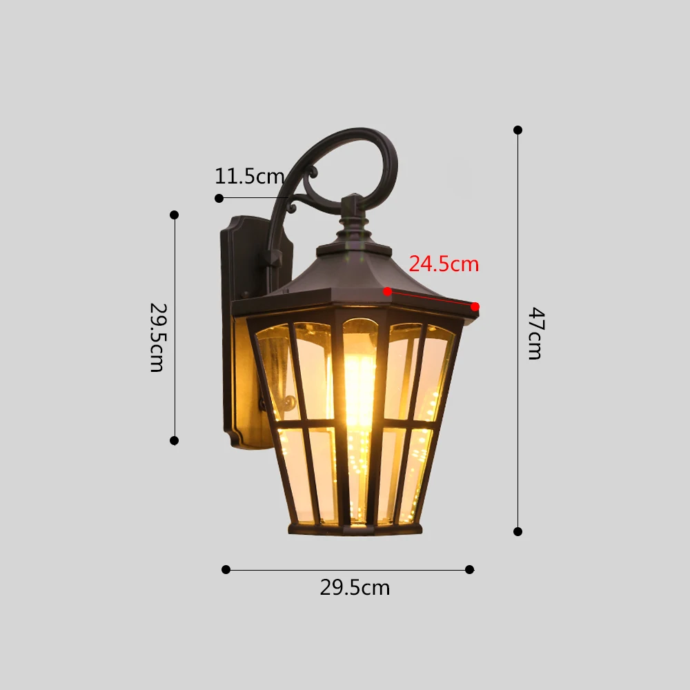 SANDIY Outdoor Porch Light Retro Wall Lamps Waterproof Vintage Led Lighting for House Gate Patio Aisle Exterior Sconce Black