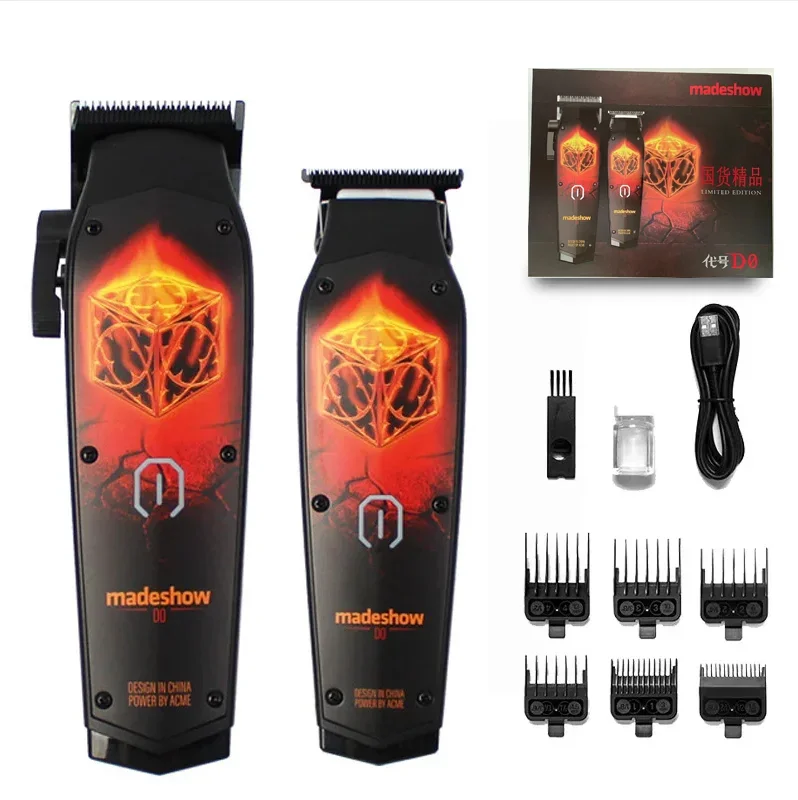 D0 MadeShow  M10+M11 New Professional Hair Clipper+Trimmer Set 0.1mmMair Cutting Machine Cutting T Blade High Speed High Quality