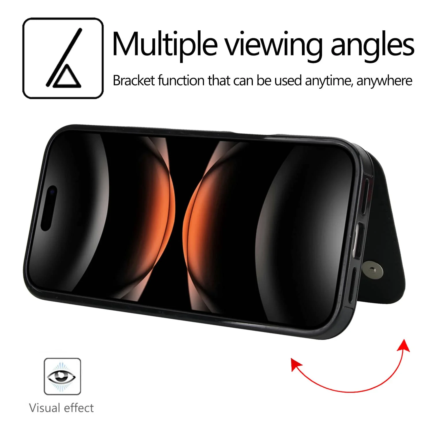 حافظة لهاتف آيفون 17/Air/17 Pro/17 Pro Max مع حامل بطاقة، حافظة فتحات بطاقات بمسند من الجلد الصناعي PU، مشبك مغناطيسي مزدوج #3