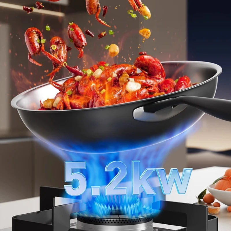 Stainless steel gas double stove household liquefied gas stove first-class energy efficiency 5.2KW embedded natural cooktop