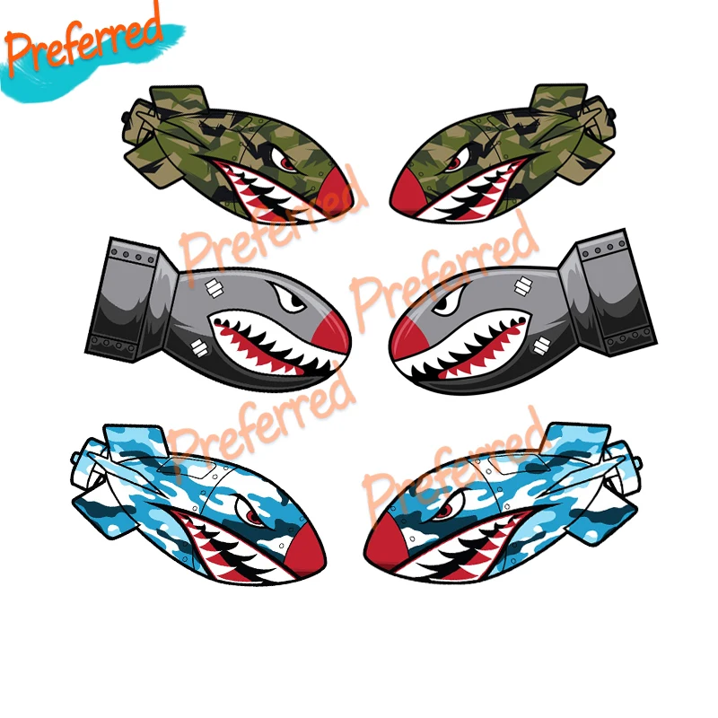 Camo Bombs Flying Tiger Sharks Mouth Car Sticker Decal Made of Durable Vinyl Customizable in Any Sticker Size -No Background