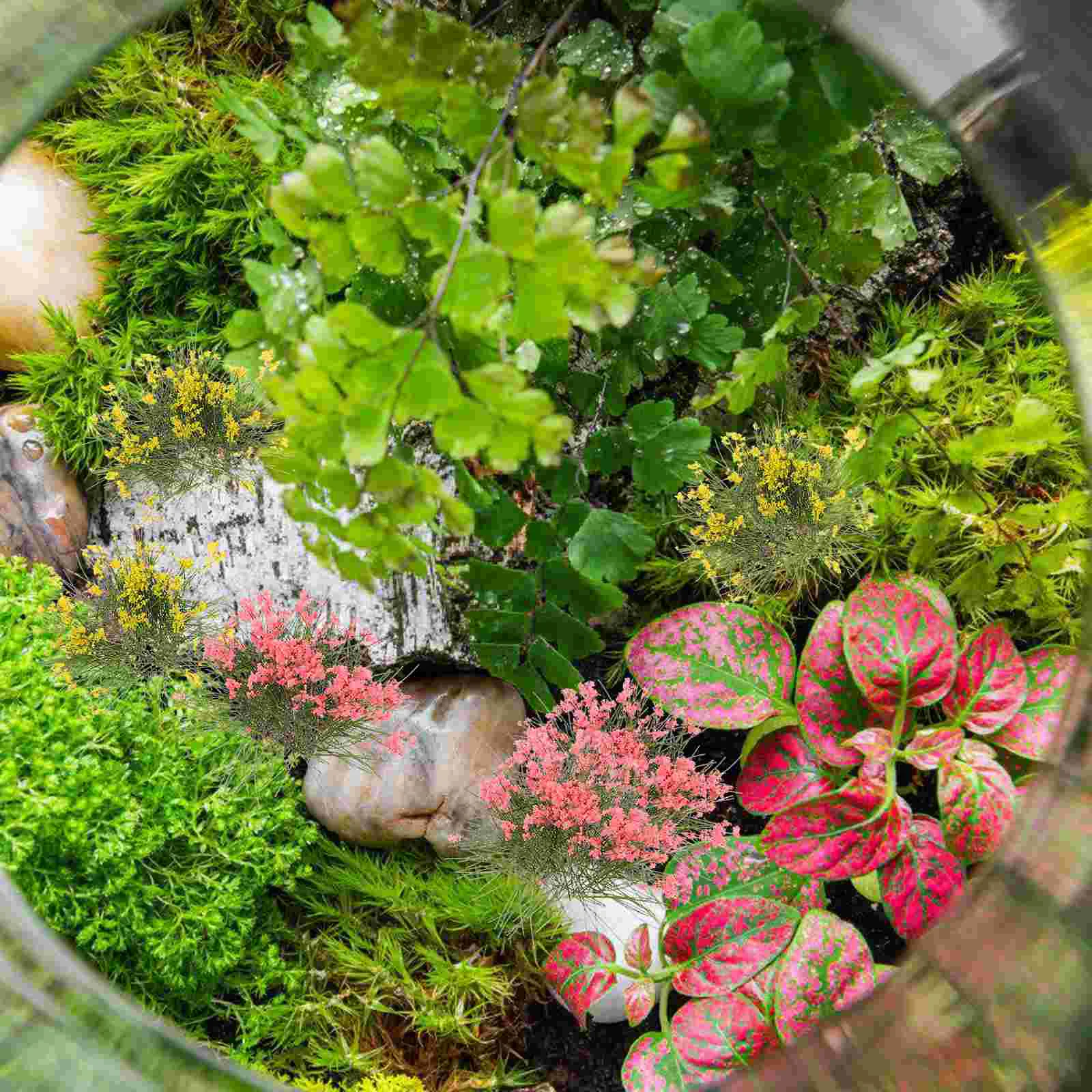 Modelo de mesa de areia de construção, tufo de flores estáticas, mini artesanato, palheta de plantas artificiais