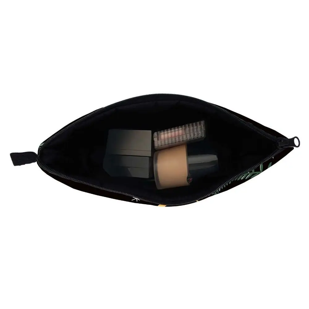Portable Mushroom Print Cosmetic Bag Large Capacity Polyester Coin Purse Zipper Travel Storage Bag