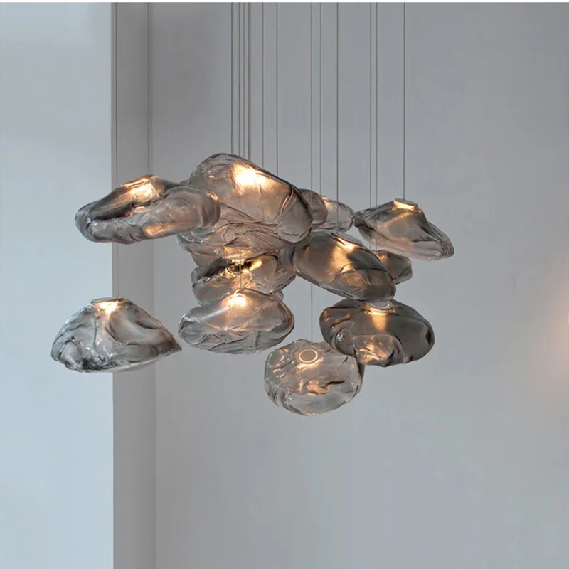 

Nordic Modern Cloud Glass Pendant Lights Blown Embossed Art Hanglamp Restaurant Bedroom Living Room Bar Crystal Suspension Lamps