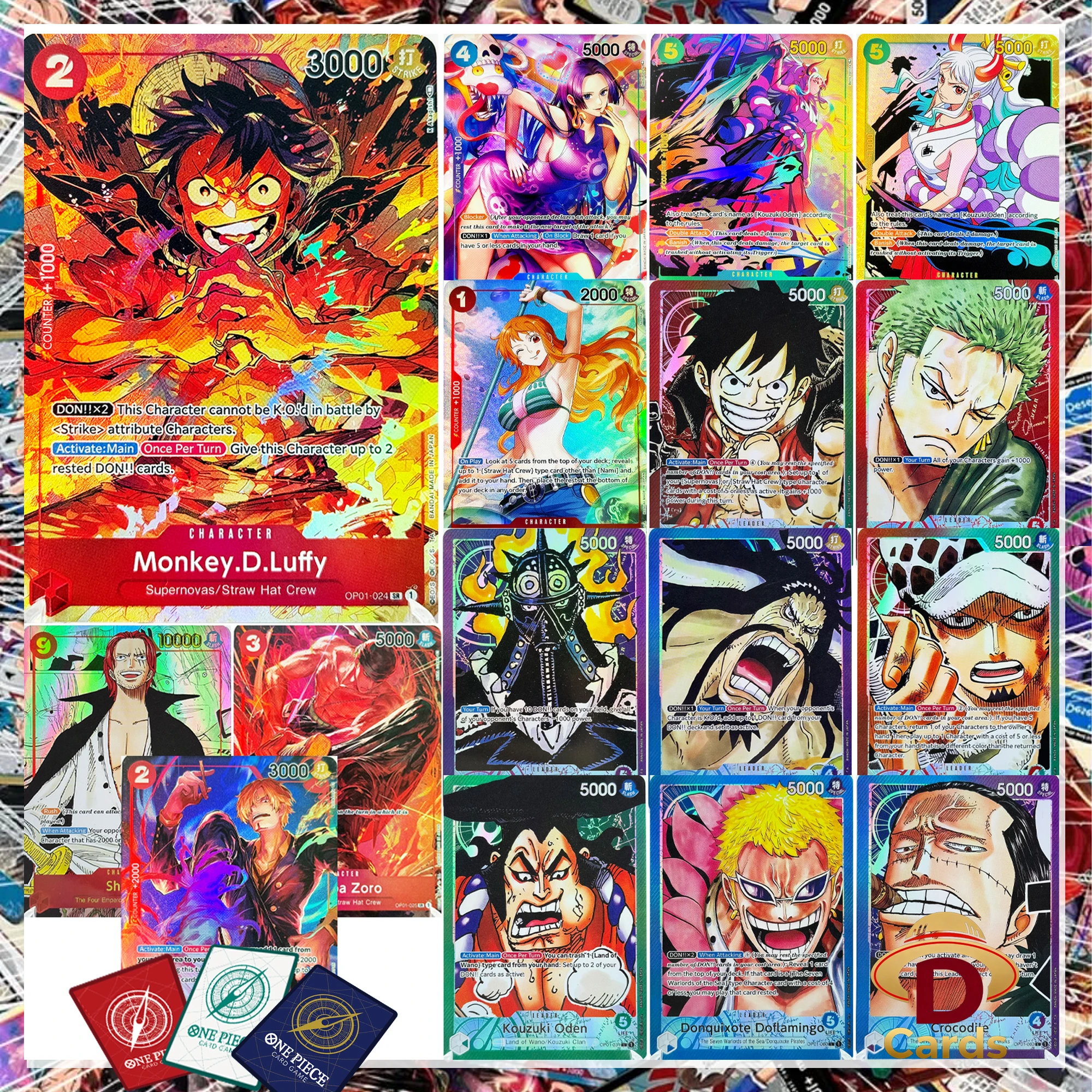 Set of 16 Pcs English One Piece Card Romance Dawn OP01 Series Set OPCG Replica High Quality Hobby Collectible Anime Game Cards
