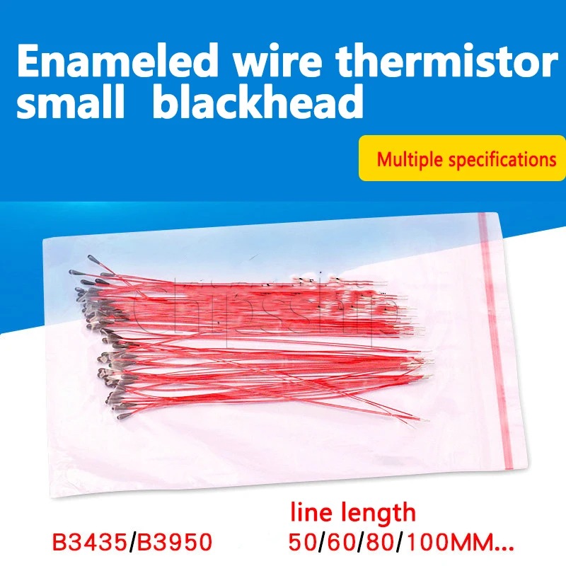 Enameled Wire Thermistor Small Blackhead MF52B103F 10K 100K B3950 B3435 with wire probe