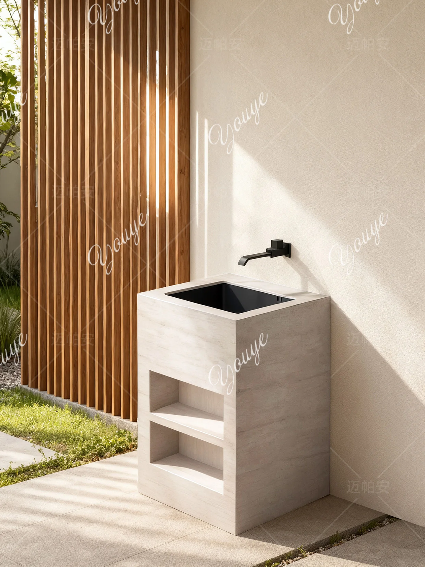 Pillar rock household board outdoor floor type wash basin garden wash basin outdoor balcony wash basin