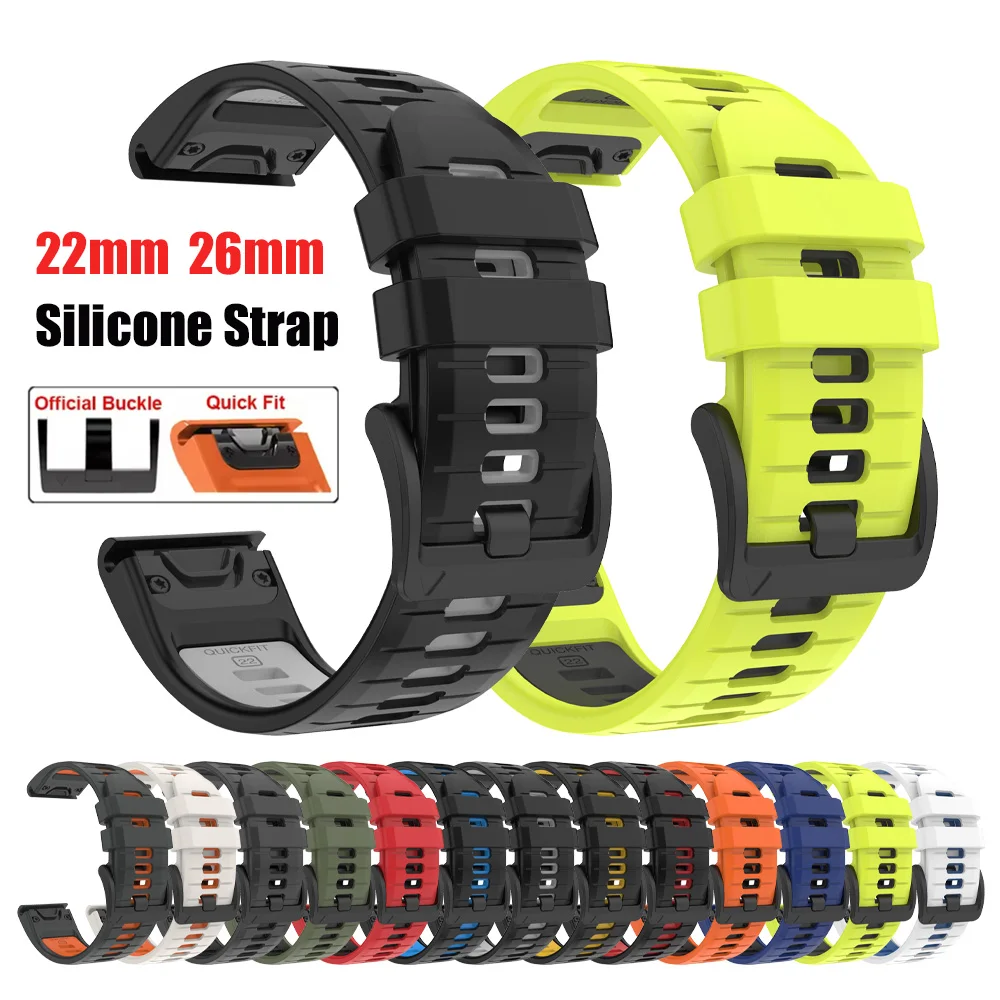 Correa de Goma QuickFit de 22/26 mm para Reloj Garmin Fenix 8 Pro MICROLED/AMOLED, Fenix 6, 6X Pro, 7, 7X, Tactix 8/Instinct 3