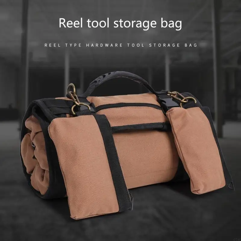 Versatile Tool Storage Bag with Large Capacity &Multiple Compartments Roll UP Tool Bag for Home Maintenance and Repair C7AC