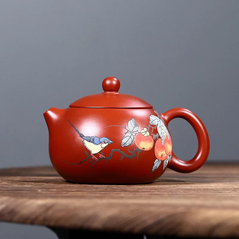 Dropshipping Yixing Pure Handmade Original Ore Purple Teapot With Clay Painting Xishi Teapot High-End Tea Set