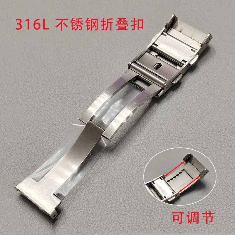 For 316L Stainless Steel Watch Band Clasp, Foldable Double Push Button Buckle, 14-22mm