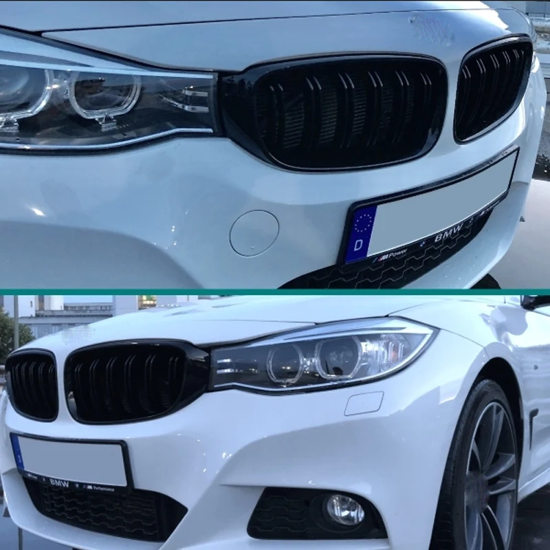 

For BMW 3 Series F34 328i 330i 340i 335i 2014-2020 kidney Grill Replacement Dual Slat Gloss Black Grille with Gloss Black Finish