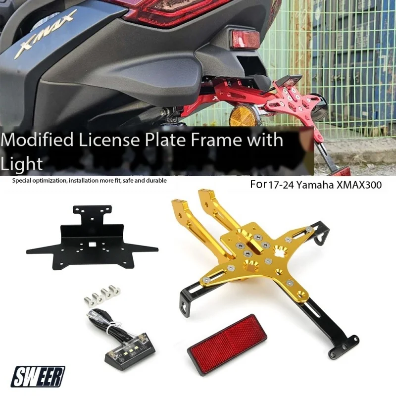 

Motorcycle License Number Plate Frame Holder Bracket Adjustable Angle Motorbike Accessories For YAMAHA XMAX300 2017-2024