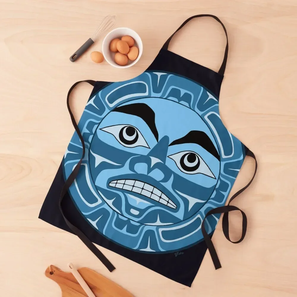 

Haida influenced Blue Moon, PNWstyle Apron For Man Haircut restaurant accessories chefs Salon Apron