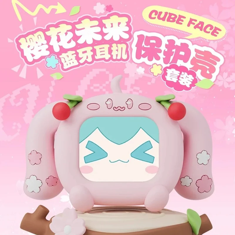 Bilibili Hatsune Miku CUBE FACE LCD Touch Screen Auricolari TWS Confezione regalo Display interattivo Regalo di compleanno Bluetooth