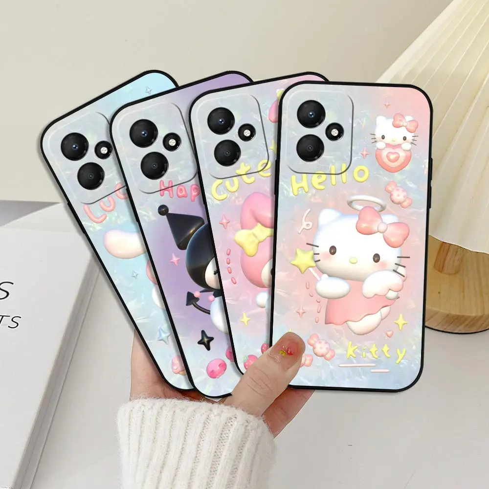 

Cute My Melody Hello Kitty Kuromi Phone Case For Infinix HOT 50 30 30I 20 20S 20I 12 11S 11 10 10S 10I 9 8 Play Black Soft Cover