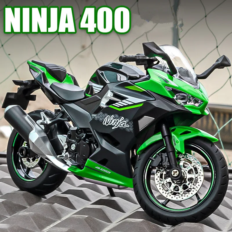 1/12 Kawasakis Ninja 400 Alloy Racing Cross-country Motorcycle Model Metal Street Motorcycle Model Sound and Light Kids Toy Gift