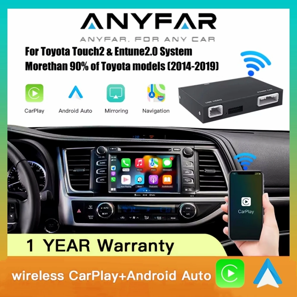 

ANYFAR Wireless Carplay Android Auto For TOYOTA Touch2 Entune2.0 Highlander Tundra Sienna Prius Yaris Camry CHR Module