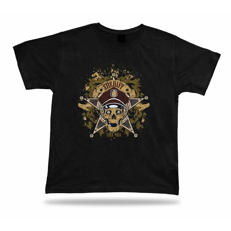 Camiseta Camiseta Idea de regalo de cumpleaños Sheriff Star Skull Death Retro Emblam Lawman
