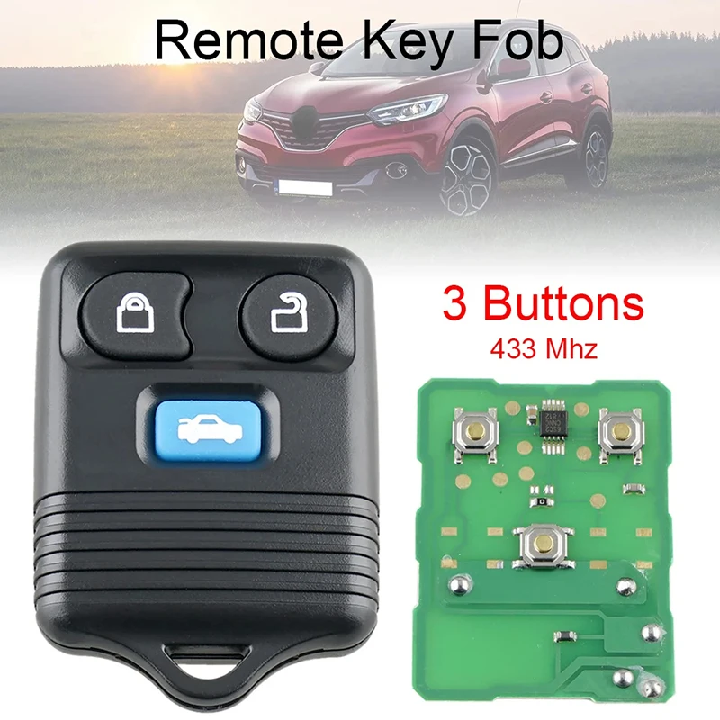 3 Buttons 433Mhz Remote Car Key For Ford Transit MK6 Connect 2000 2001 2002 2003 2004 2005 2006 Replacement Car Accessories