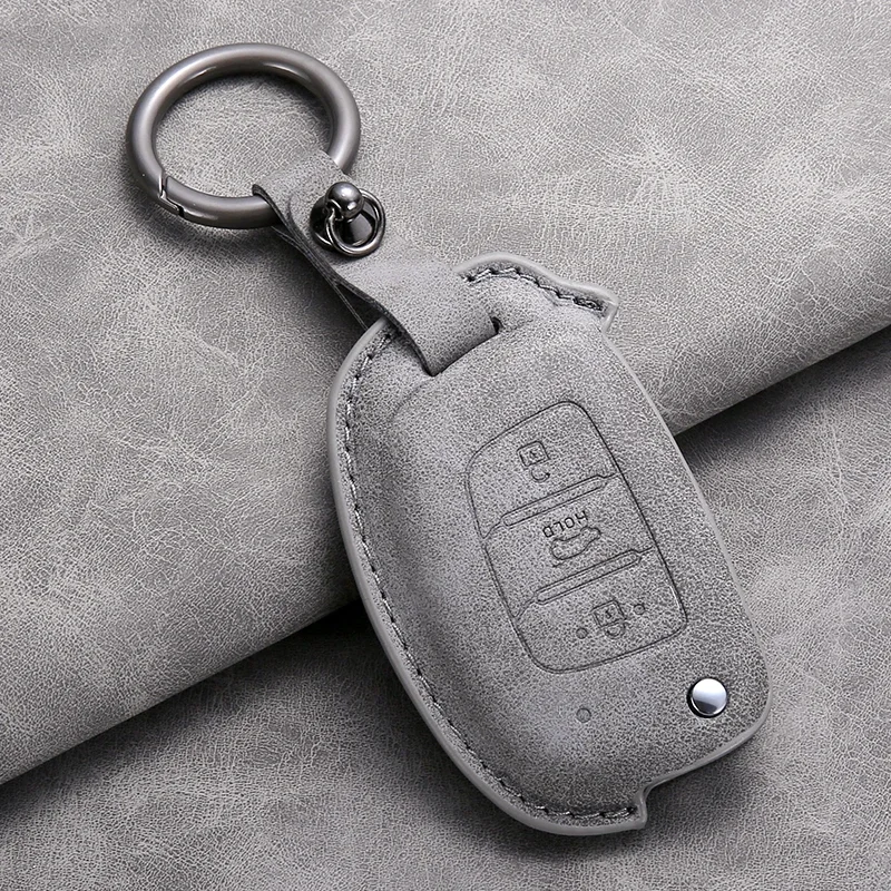 For Hyundai Grand i10 2023 IX35 IX45 I20 I30 HB20 Elantra Solaris Sonata Santa Fe Sport Tucson Leather Car Flip Key Case Cover