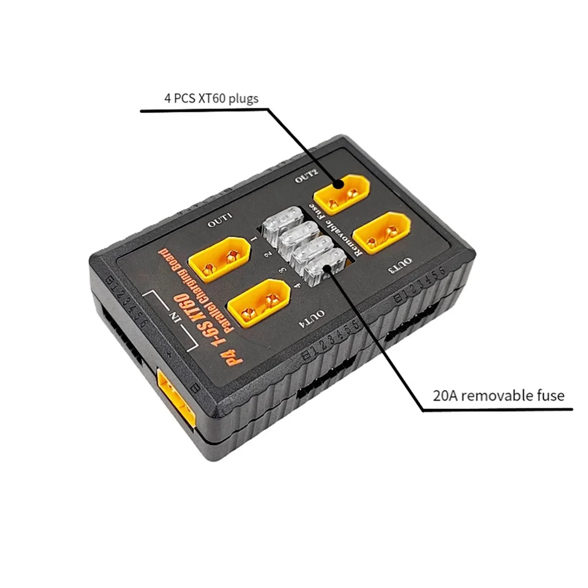 A56XQ P4 1-6S XT60 Spina Scheda di ricarica parallela Supporto Ingresso 20A Uscita 4 canali per batteria Rc